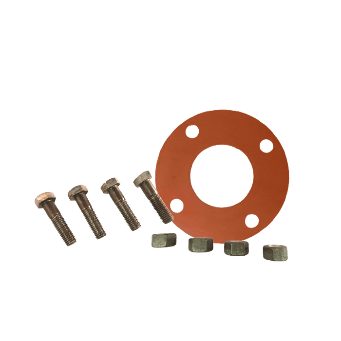 Gasket Flange Pack w/ Red Rubber FULL FACE Gaskets 1/8'' and ZINC PLATED Hardware - Unimech