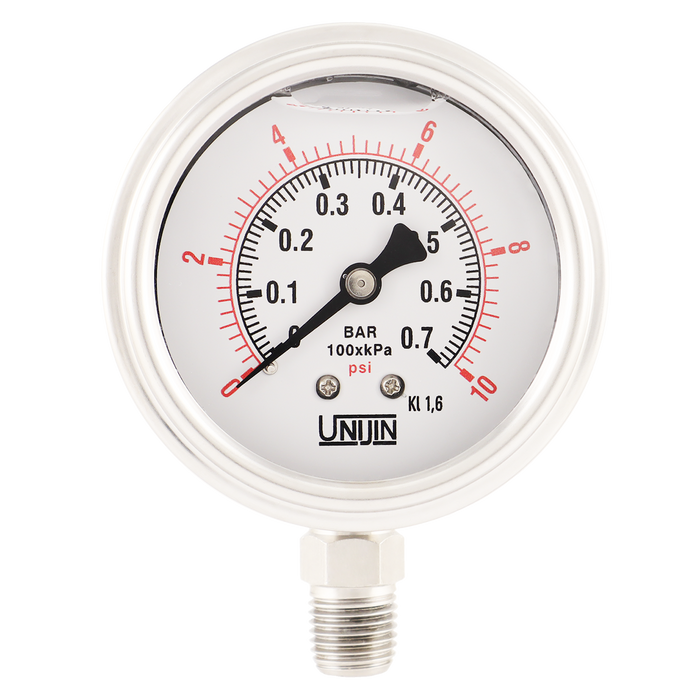 UNIJIN Pressure Gauge P255 Series Oil Filled Bottom Mount